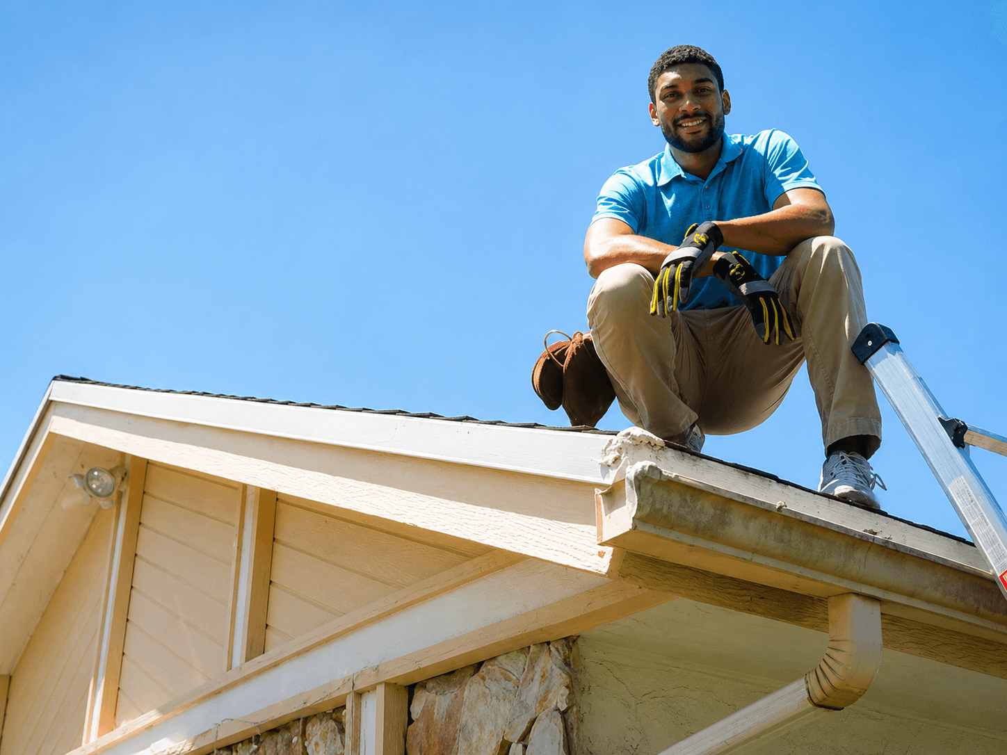 Chris inspecting a roof — JusSsLove Home Inspections